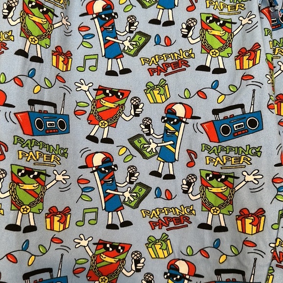 New Men’s blue pajama lounge Christmas Rapping Paper pj pants size XL - Picture 2 of 7